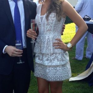 BCBG Maxazaria Ivory Tiered Mini Dress